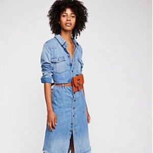 Gently Worn (Once)Free People Long  Classic Denim ShirtColor: Denim